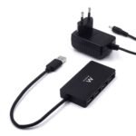 Hub USB Ewent EW1134 4 Portas USB 3.1 Gen1 c/ Alimentação Preto