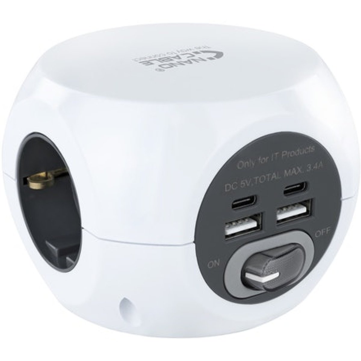 Base de 3 tomadas com 4 USB's (2 USB A + 2 USB-C) c/ interruptor - Image 1