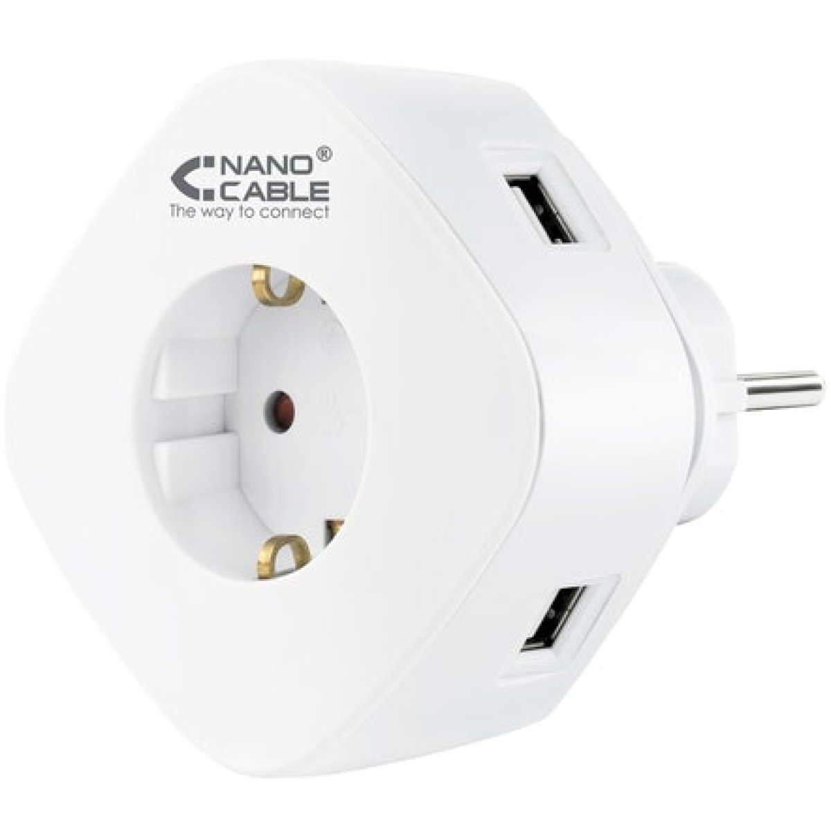 Carregador tomada Nanocable 2 USB A + 1 USB-C e Tomada integrada - Image 1