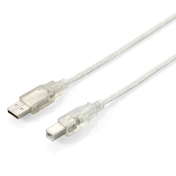 Cabo EQUIP USB 2.0 Tipo A para Tipo B, 1,8m Prata Transparente