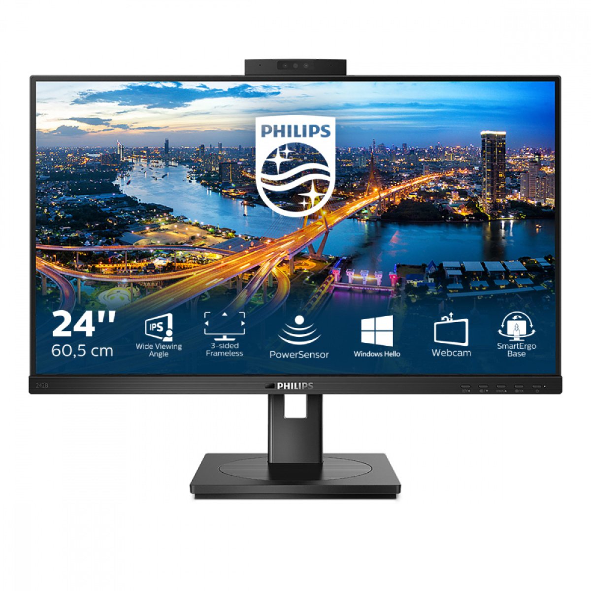 Monitor PHILIPS B Line 242B1H/00 23.8' FHD IPS 75Hz c/ Webcam - Image 1