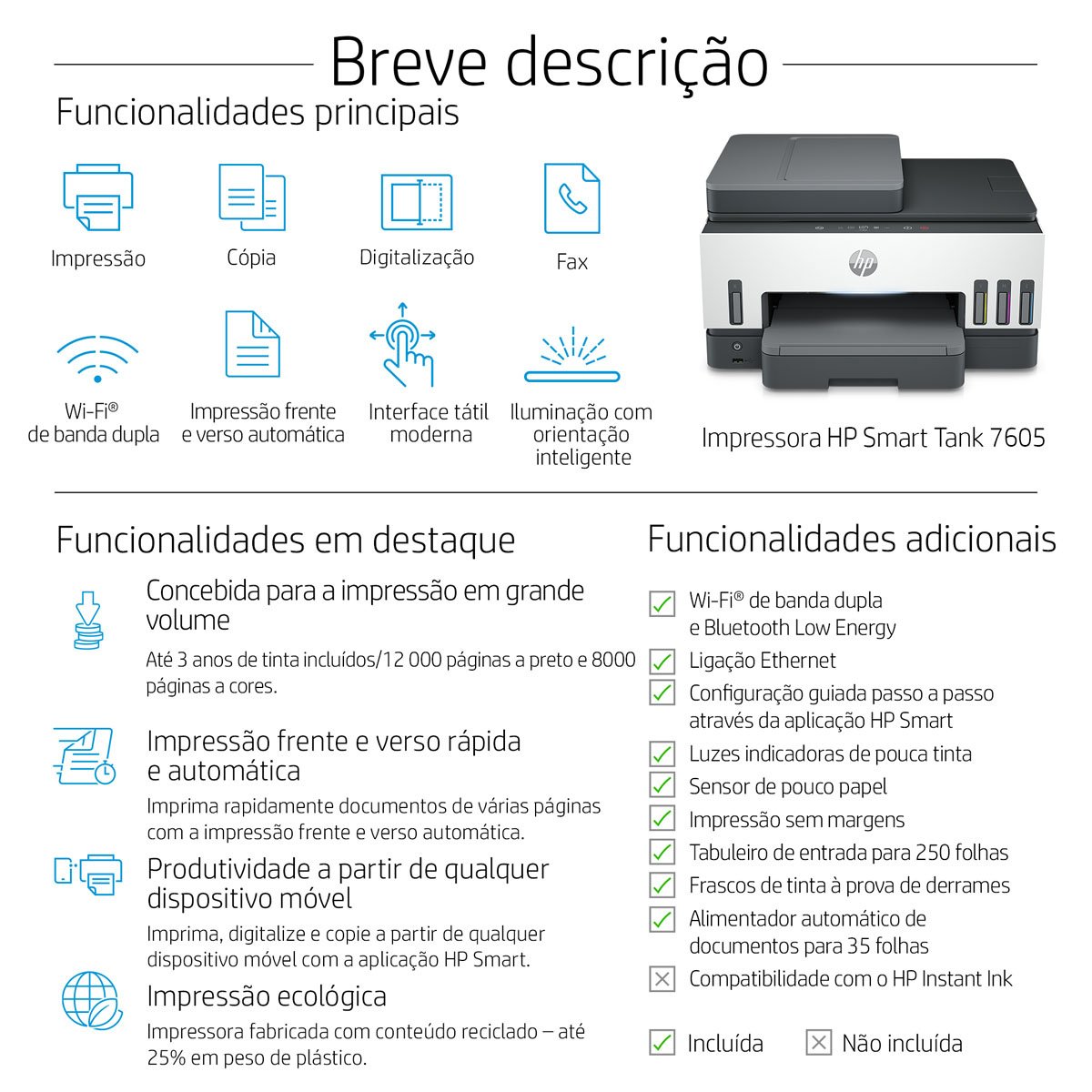 Impressora Multifunções HP Smart Tank 7605 Wireless - Image 7