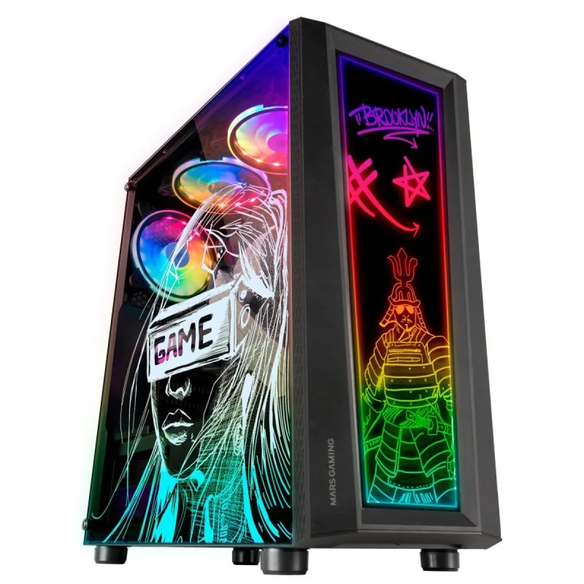 Caixa ATX Mars Gaming MC-ART FRGB Vidro Temperado Preta - Image 1