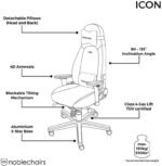 Cadeira noblechairs ICON PU Leather Branco / Preto - Image 6