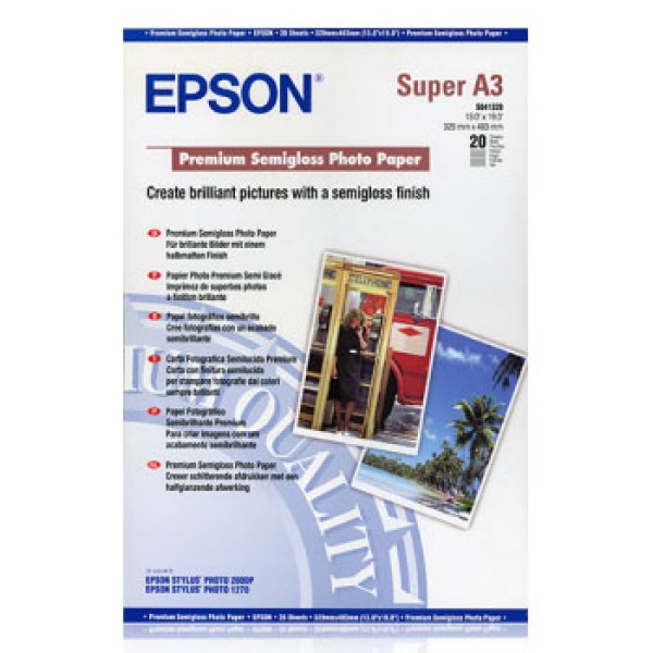 Papel Epson Photo Premium Semi-Glossi A3+ 250g/m² 20 Folhas
