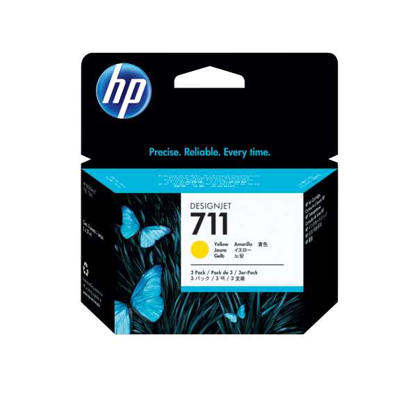 Conjunto Triplo de Tinteiros HP DesignJet 711 Amarelo de 29 ml