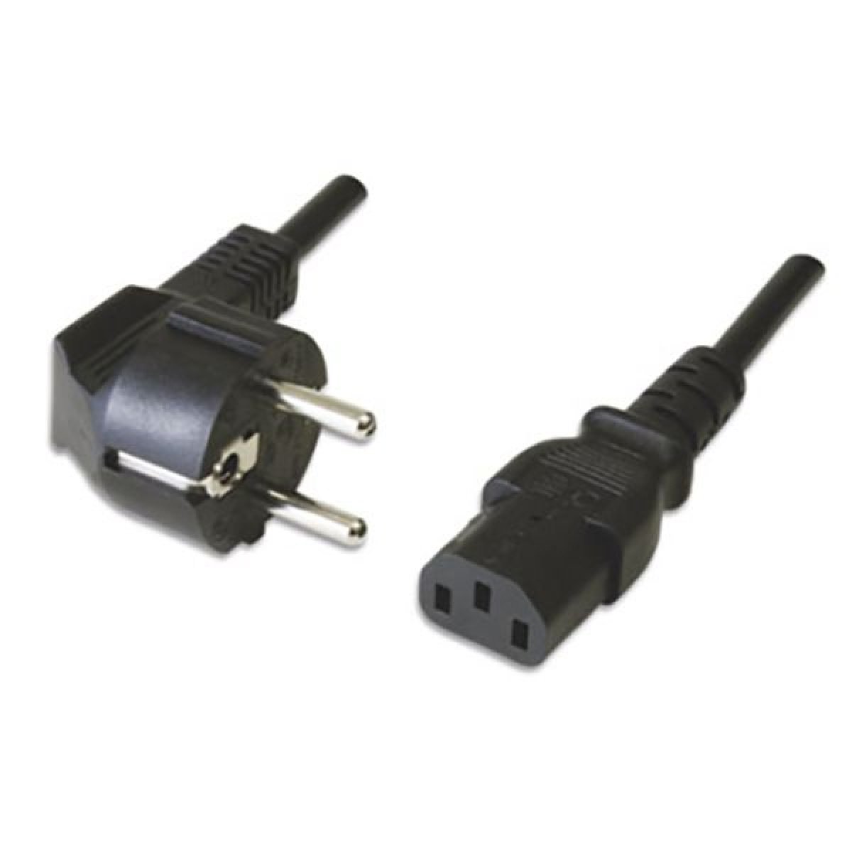 Cabo de Alimentação Ewent EC1900 Shuko Plug > IEC, Angled 90°, 1.8m Preto - Image 1