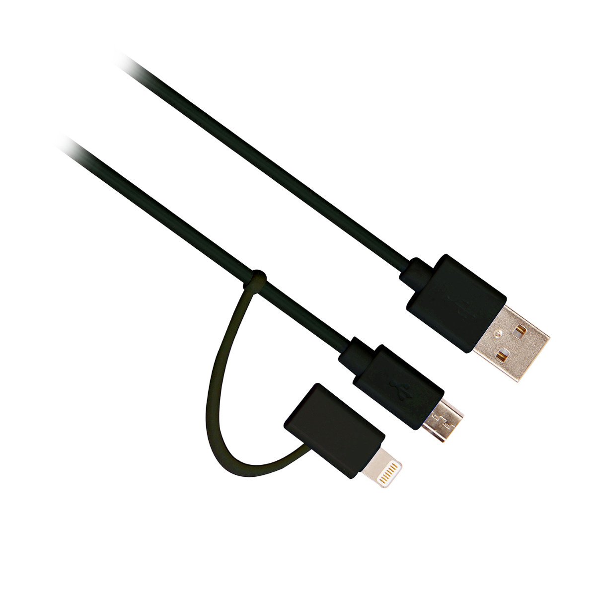 Cabo de Carregamento/Sincronização Ewent EW9909 2 em 1 Lightning + Micro USB 1m Preto - Image 1