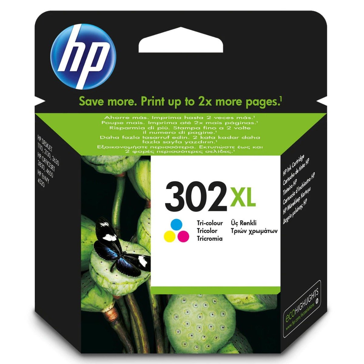 Tinteiro HP original 302XL Tricolor de Elevado Rendimento - Image 1