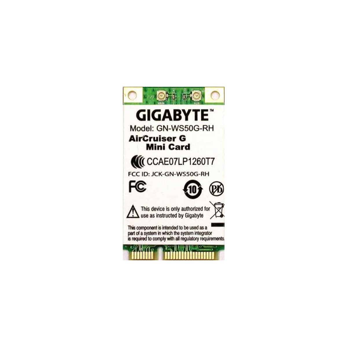 PLACA MINI PCI WS50 WIRELESS GIGABYTE 54MBPS NOTEBOOK - Image 1