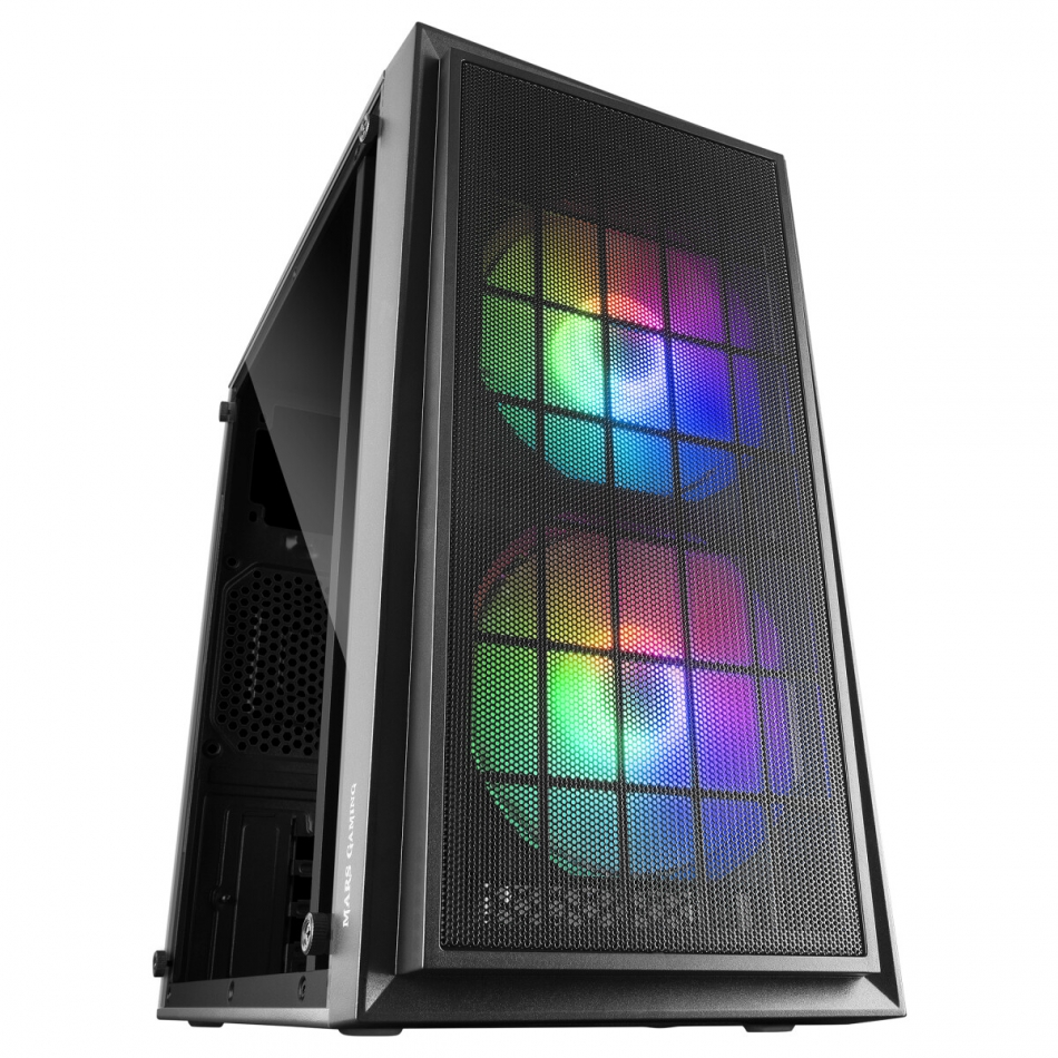 Caixa  MCDUO MICRO-ATX CASE, 2X FRGB FAN, WINDOW, MESH, WATERCOOLING, BLACK