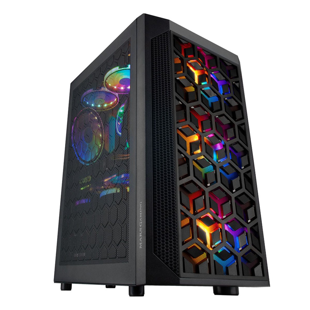 Caixa Micro-ATX Mars Gaming MCMESH Compact Gaming RGB Preta - Image 1
