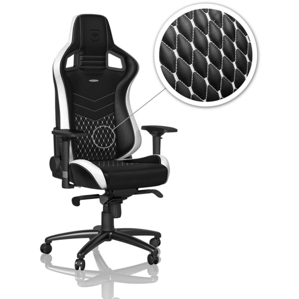 Cadeira Noblechairs EPIC Real Leather Preto / Branco / Vermelho - Image 1