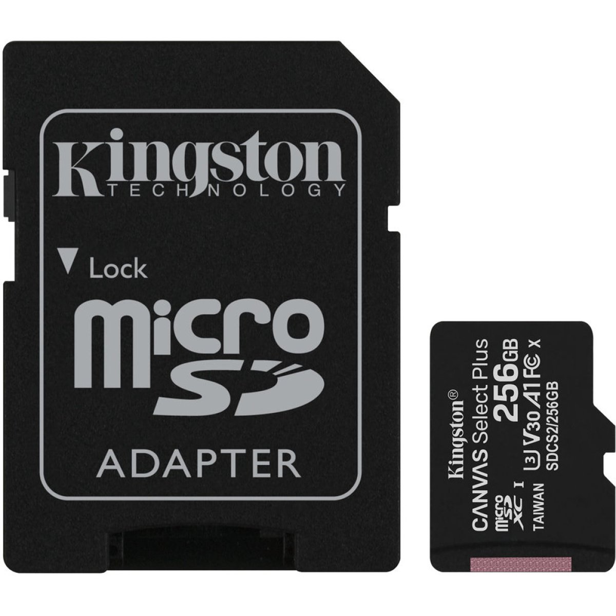 Cartão Memória Kingston Canvas Select Plus C10 A1 UHS-I microSDXC 256GB + Adaptador SD - Image 1