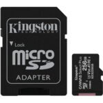 Cartão Memória Kingston Canvas Select Plus C10 A1 UHS-I microSDXC 256GB + Adaptador SD