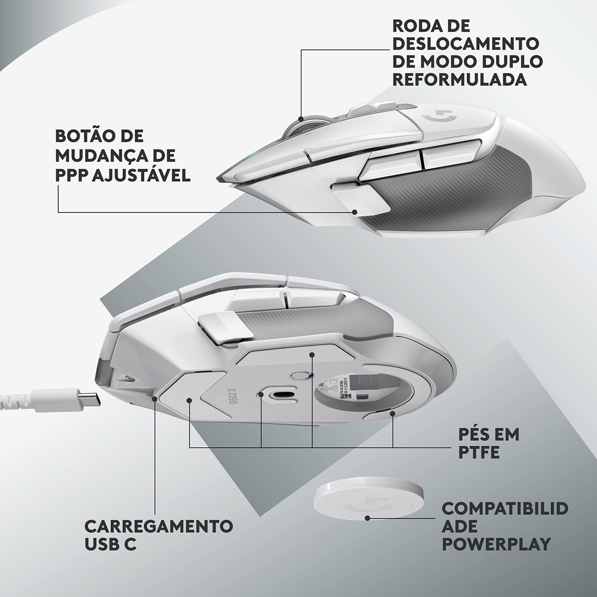 Rato Gaming Logitech G502 X Lightspeed Wireless Branco - Image 10