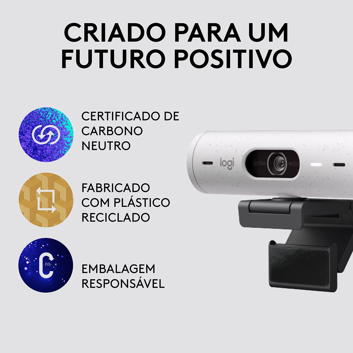 Webcam Logitech Brio 500 Full HD 1080p USB Type-C Branca - Image 5