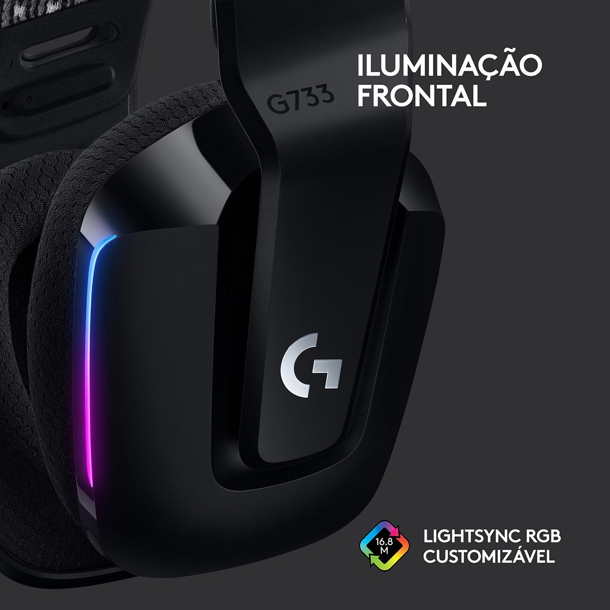 Headset Logitech G733 Lightspeed Wireless RGB Gaming Preto - Image 4