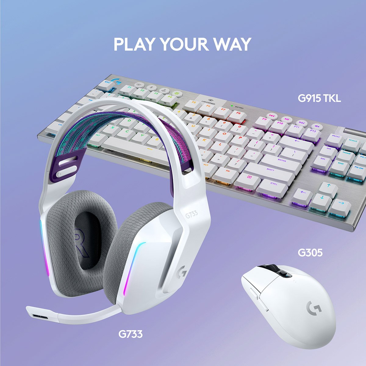 Headset Logitech G733 Lightspeed Wireless RGB Gaming Branco - Image 10