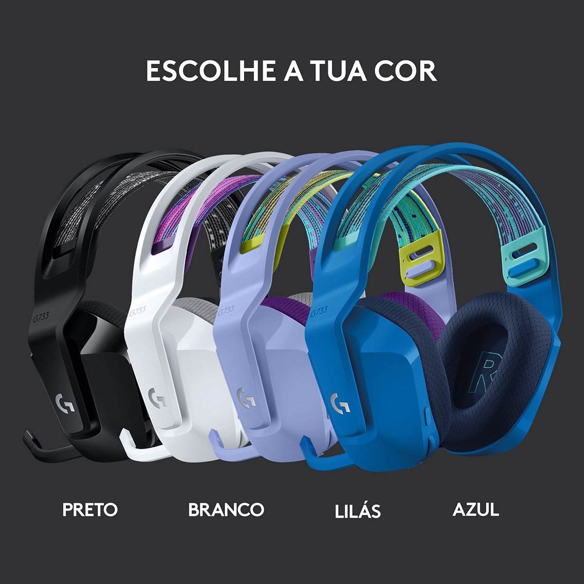 Headset Logitech G733 Lightspeed Wireless RGB Gaming Lilás - Image 9