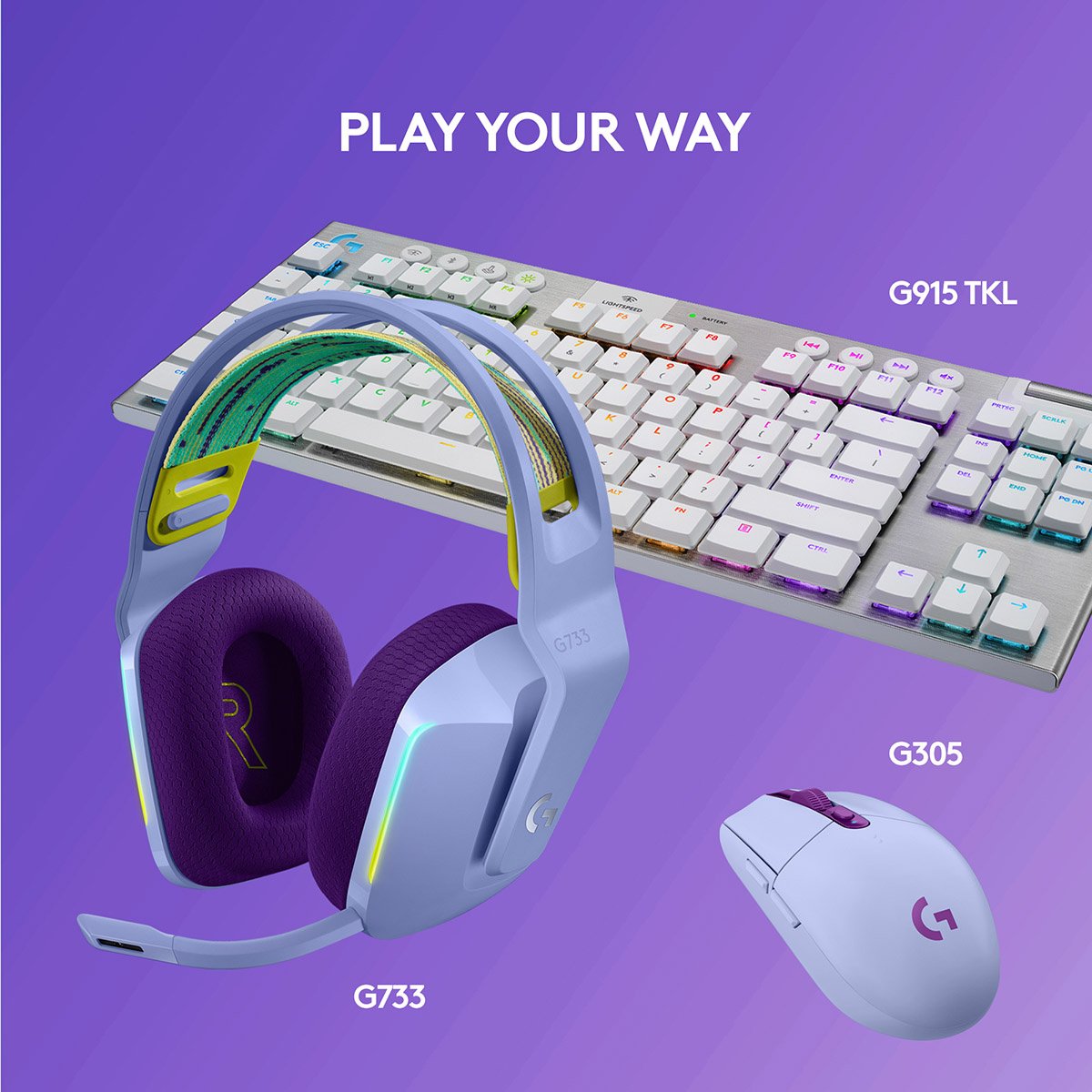 Headset Logitech G733 Lightspeed Wireless RGB Gaming Lilás - Image 10