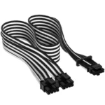 Cabo Sleeved de Alimentação 2x 8-Pin PCIe 5.0 12VHPWR Corsair 12+4Pin Premium Preto/Branco