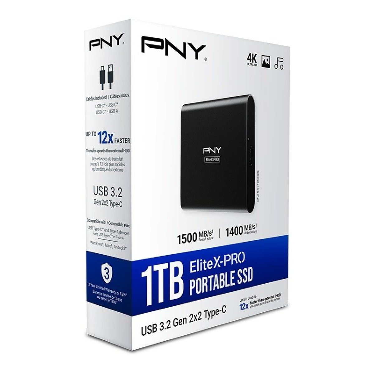 Disco Externo PNY EliteX-PRO CS2260 SSD 1TB USB Tipo C 3.2 Gen 2x2 - Image 3