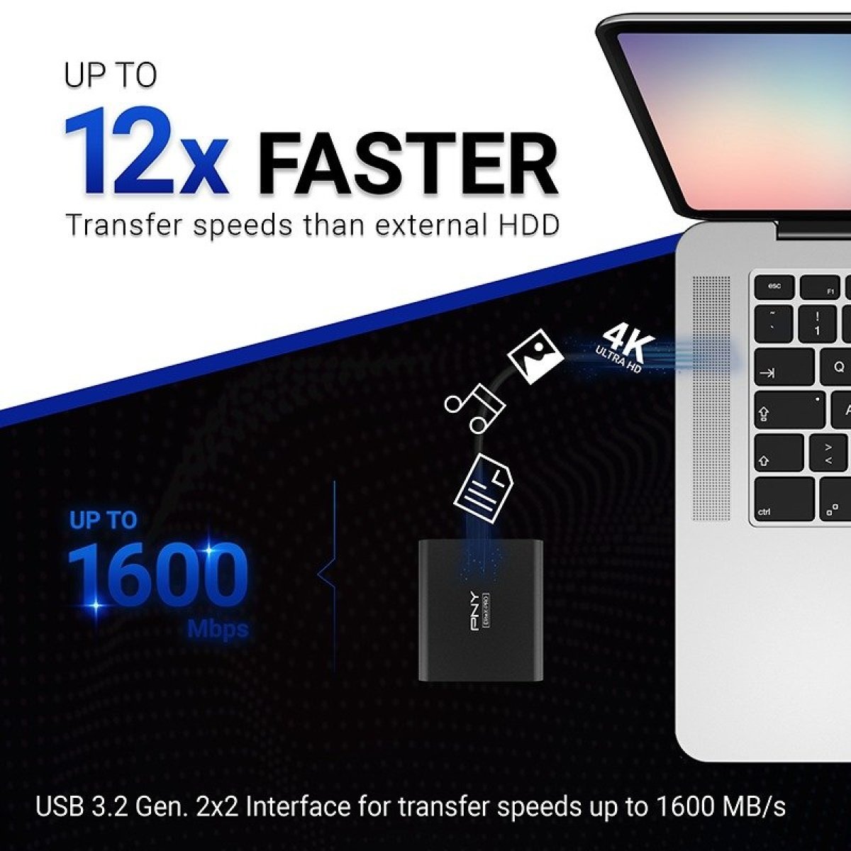 Disco Externo PNY EliteX-PRO CS2260 SSD 1TB USB Tipo C 3.2 Gen 2x2 - Image 6