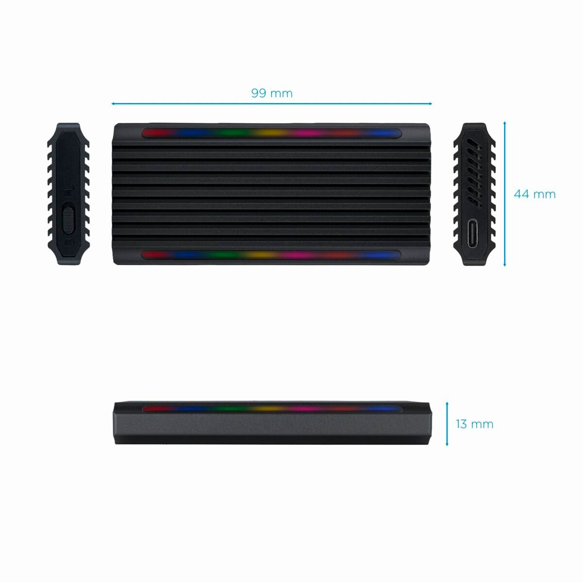 Caixa Externa SSD Tooq M.2 NGFF/NVMe SSD - USB 3.1 Gen 2 USB-C RGB - Image 4