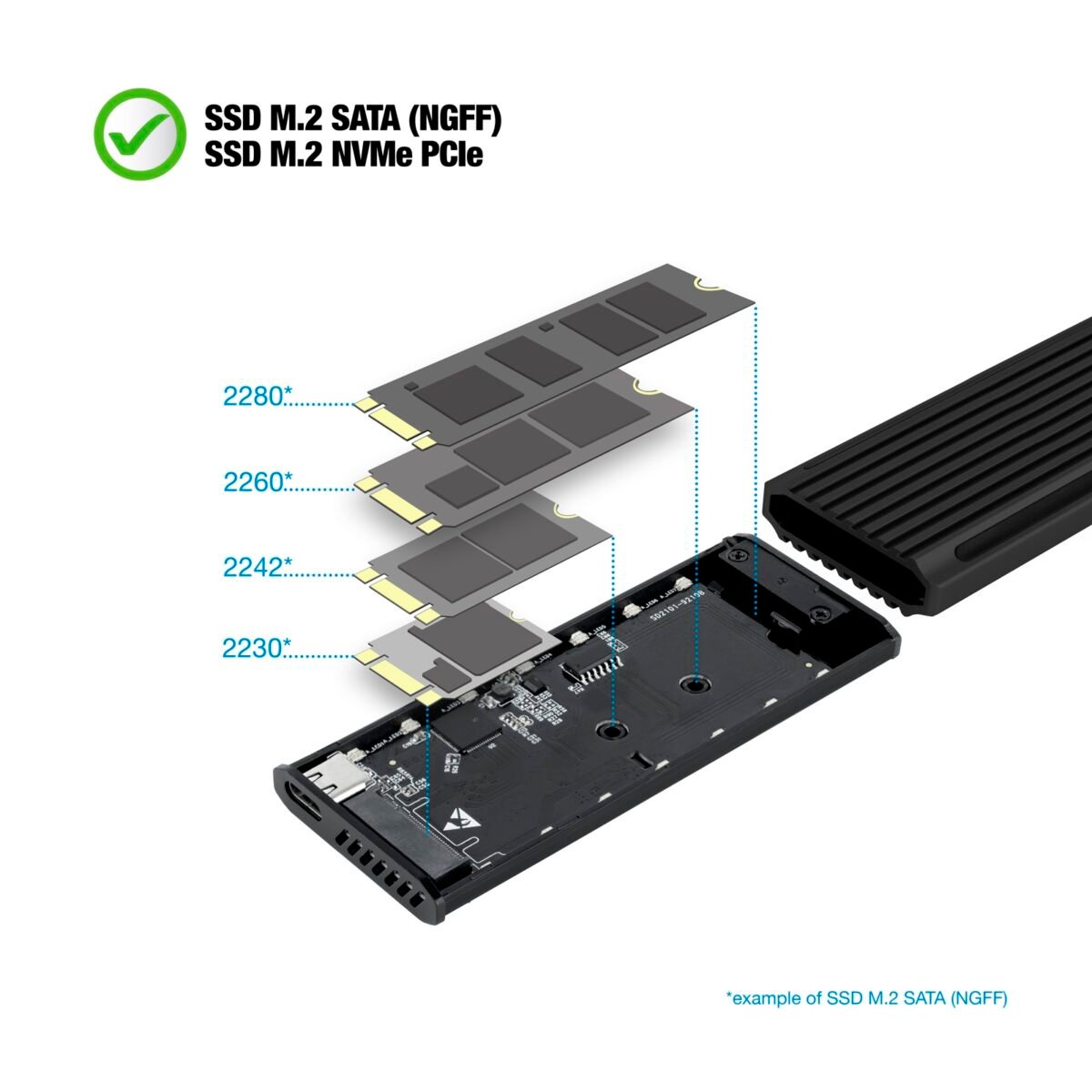 Caixa Externa SSD Tooq M.2 NGFF/NVMe SSD - USB 3.1 Gen 2 USB-C RGB - Image 2
