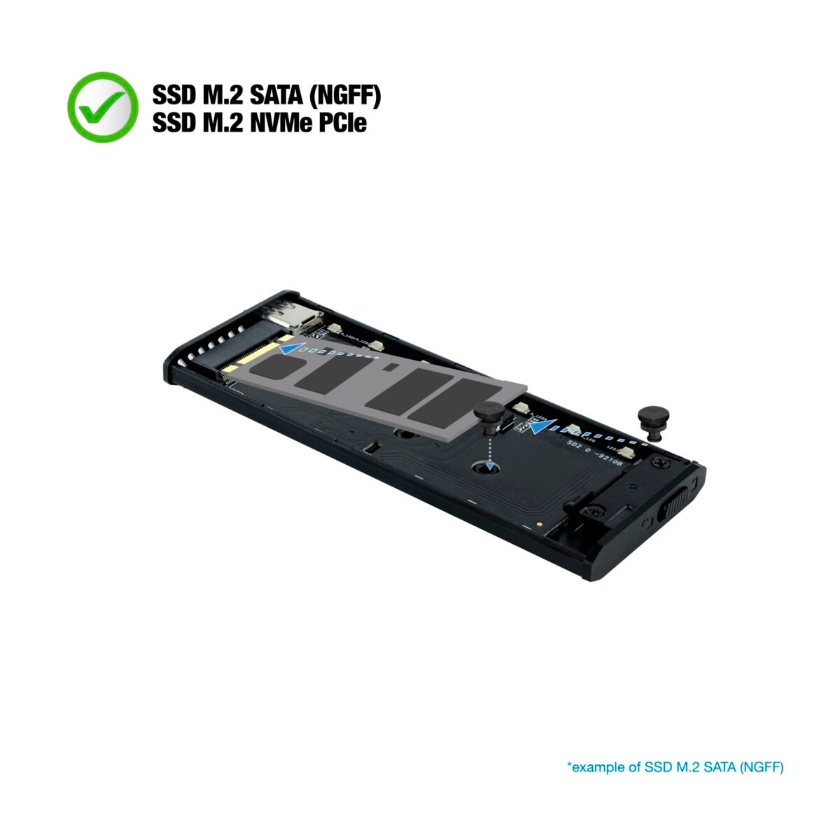 Caixa Externa SSD Tooq M.2 NGFF/NVMe SSD - USB 3.1 Gen 2 USB-C RGB - Image 3