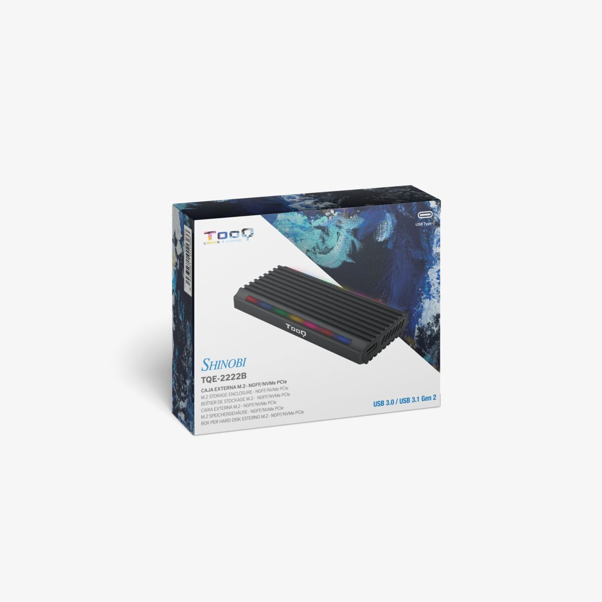 Caixa Externa SSD Tooq M.2 NGFF/NVMe SSD - USB 3.1 Gen 2 USB-C RGB - Image 8