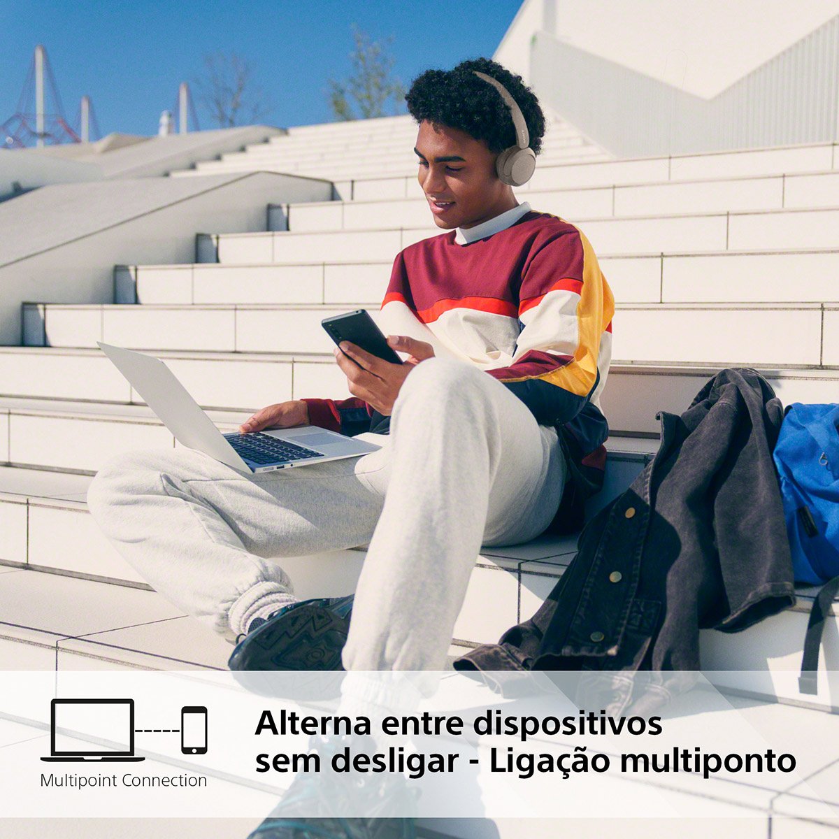 Headphones Sony WH-CH520 Bluetooth Beges - Image 9