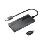 Hub Equip 128956 4-Port USB 3.2 c/ Adaptador USB-C Preto