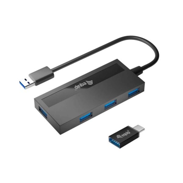 Hub Equip 128956 4-Port USB 3.2 c/ Adaptador USB-C Preto
