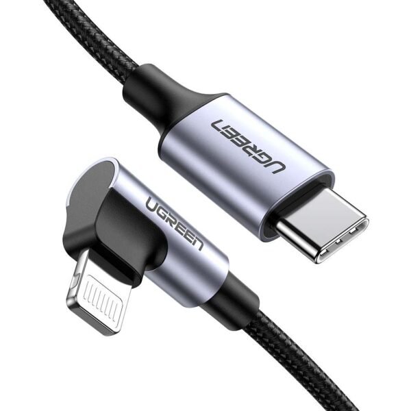 Cabo UGREEN US305 USB-C para Lightning Angled 1m Trançado Preto
