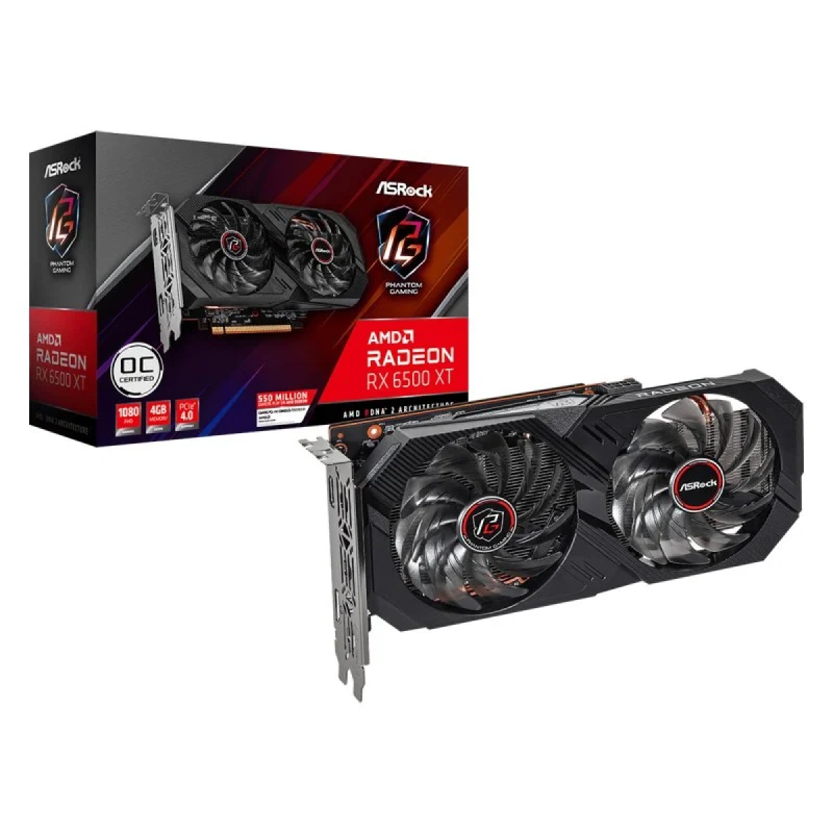 Placa Gráfica Asrock Phantom Gaming Radeon RX 6500 XT OC 4GB GDDR6 - Image 1