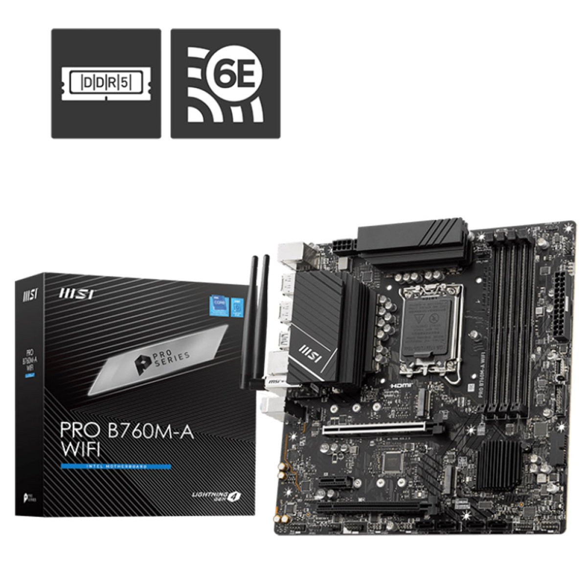 Motherboard Micro-ATX MSI Pro B760M-A WiFi DDR5 LGA 1700 - Image 1