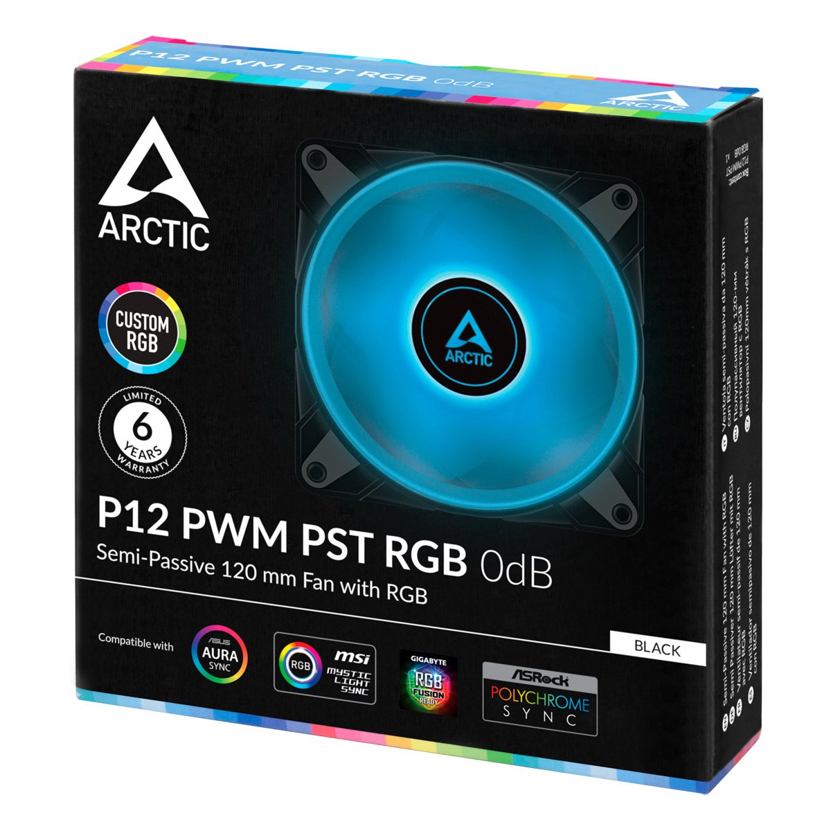 Ventoinha 120mm Arctic P12 PWM PST RGB 4 Pinos PWM Preta - Image 3
