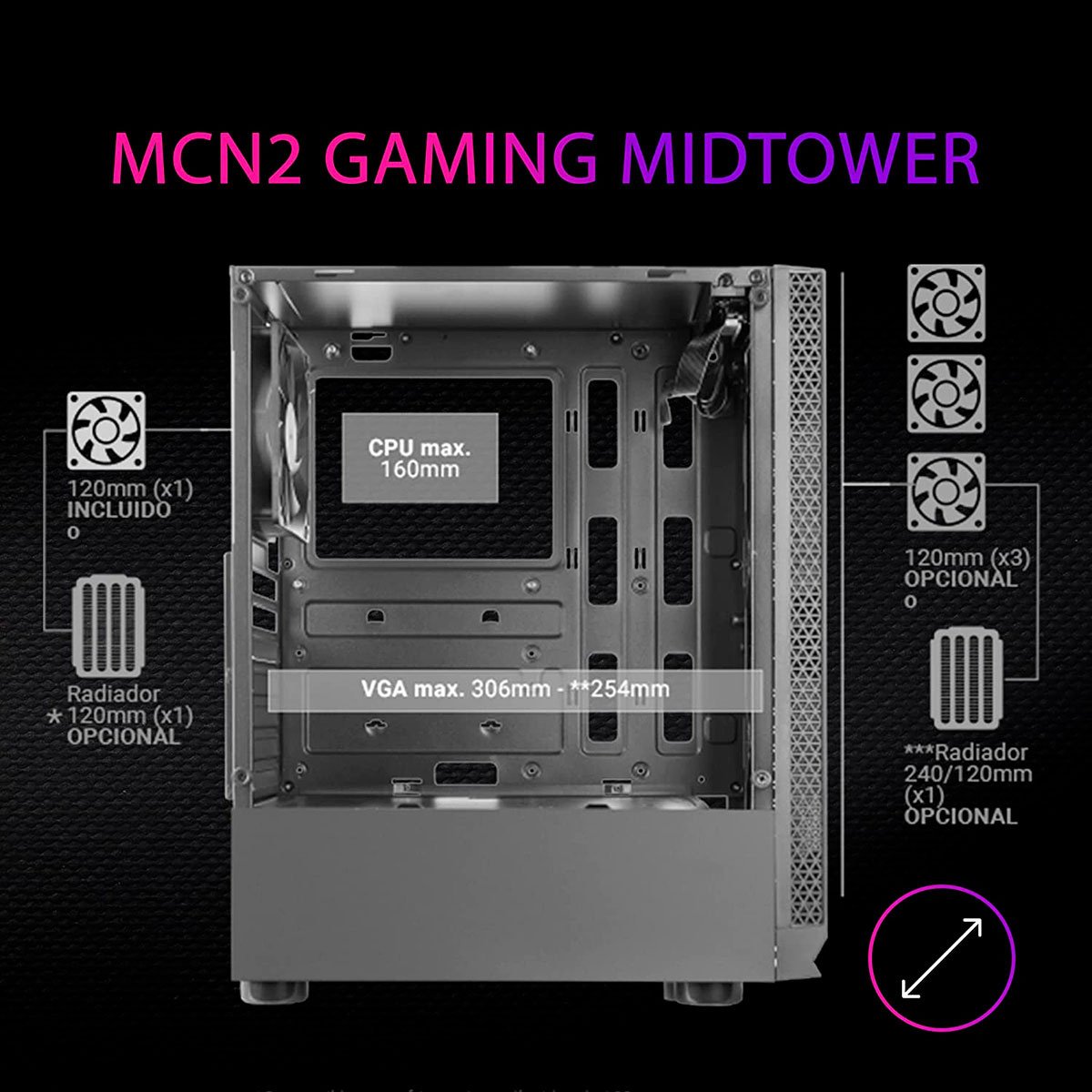 Caixa ATX Mars Gaming MCN2 Vidro Temperado Preta - Image 4