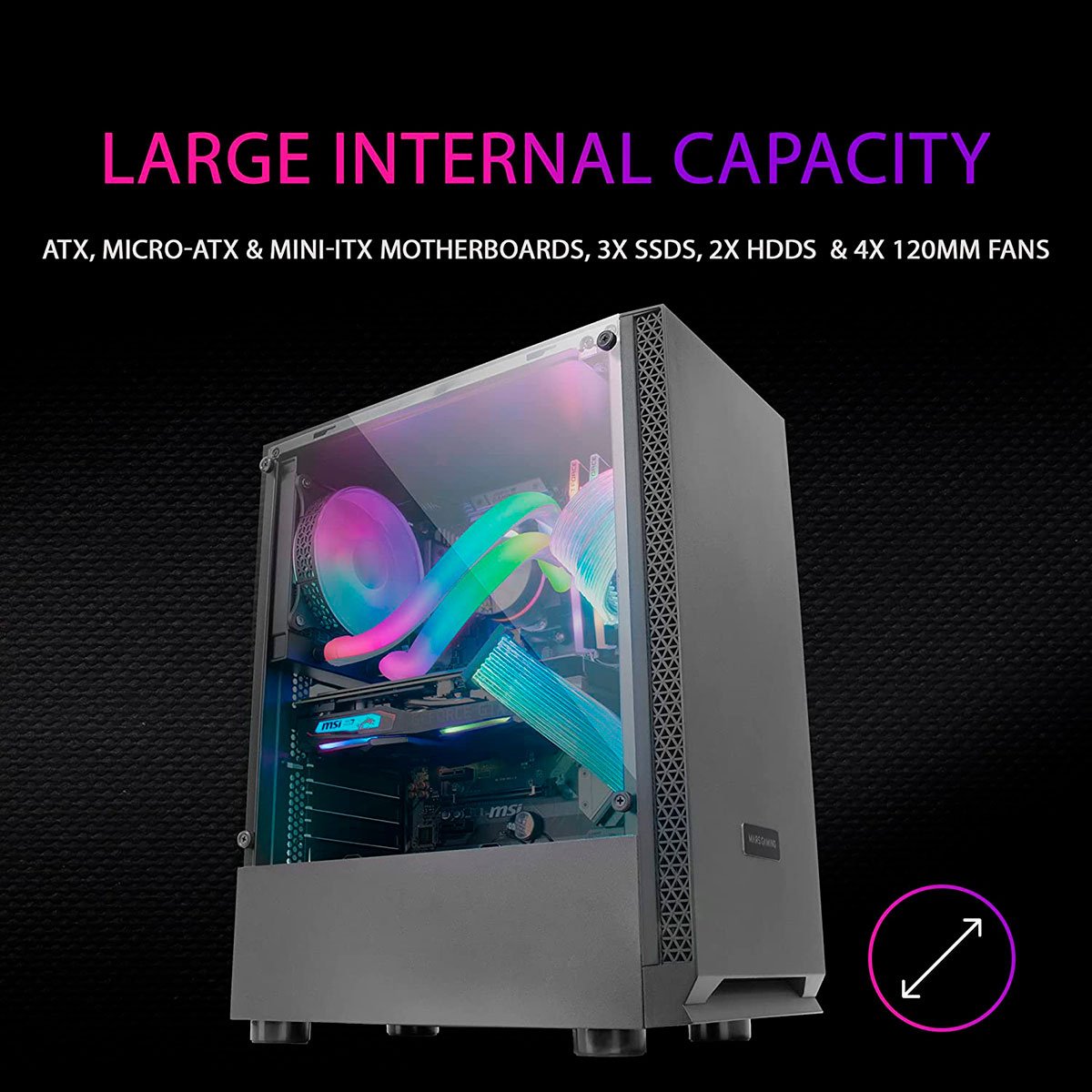 Caixa ATX Mars Gaming MCN2 Vidro Temperado Preta - Image 6
