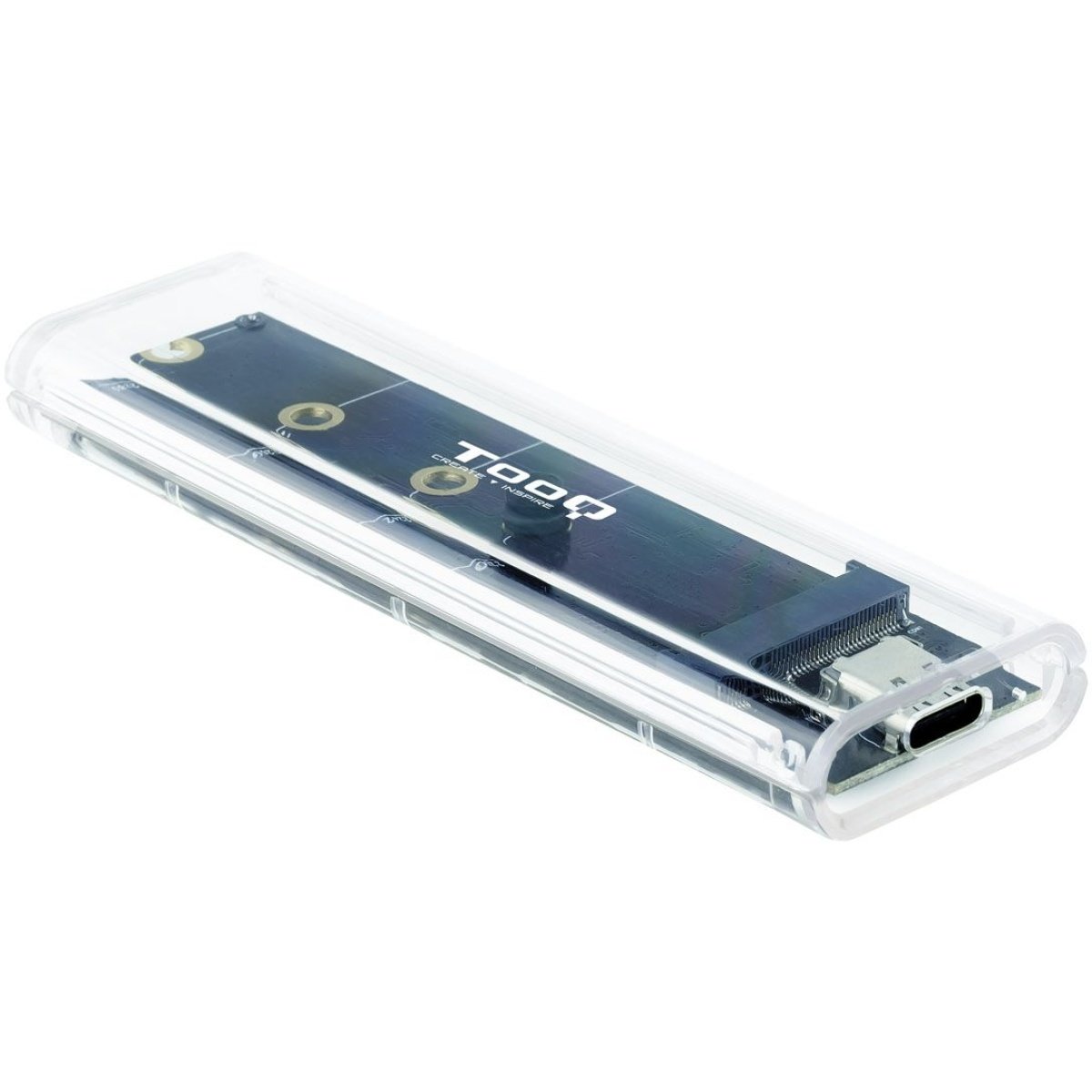 Caixa externa Tooq para SSD M.2 NGFF/NVMe RGB Transparente - Image 1
