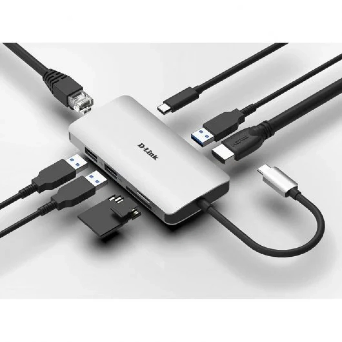 Adaptador D-Link USB-C p/ 3 USB 3.0 + 1 HDMI + Leitor de Cartões + USB-C - Image 2