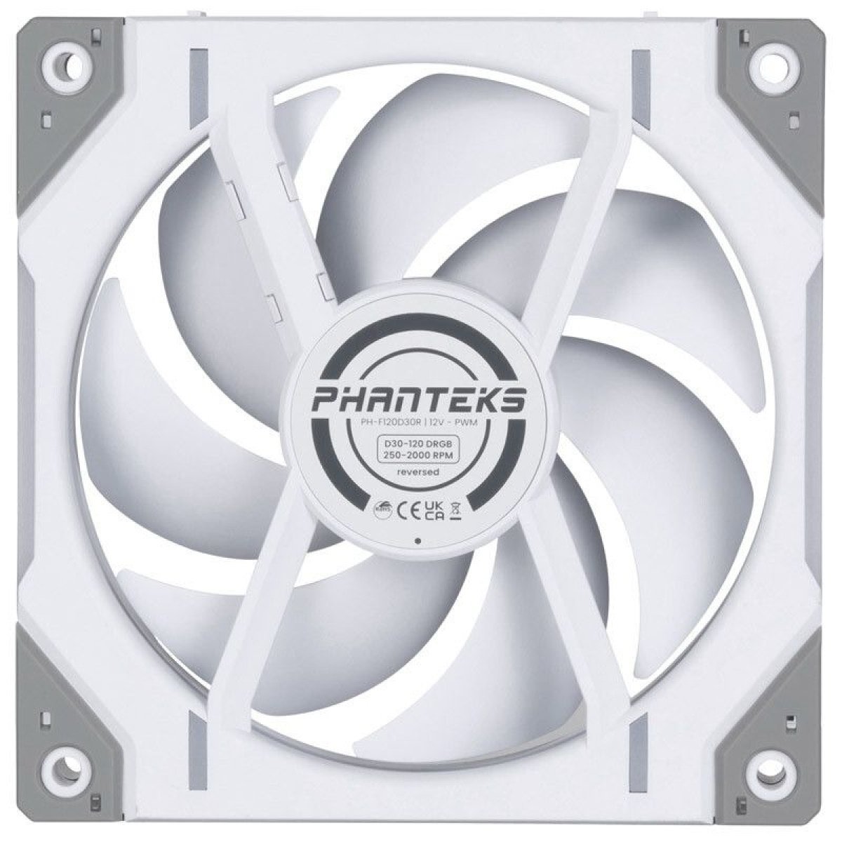 Ventoinha Phanteks D30 PWM reverse Airflow D-RGB Branco - 120mm - Image 3