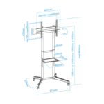 Suporte de chão Tooq FS1170M-B com rodízios para ecrãs 37"- 70", Preto - Image 5