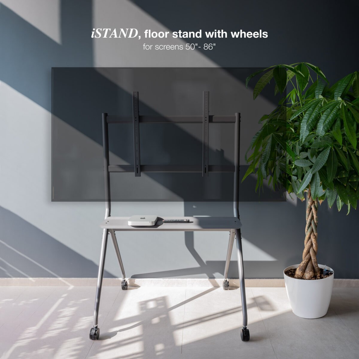 Suporte de Chão Tooq iSTAND com Rodas para Ecrãs 50"- 86" Cinzento - Image 5