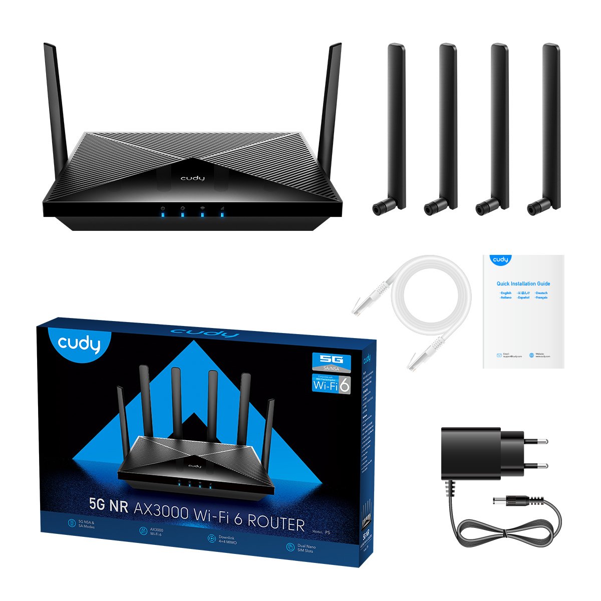 Router Cudy P5 AX3000 Dual-Band WiFi 6 5G SA/NSA Gigabit - Image 3