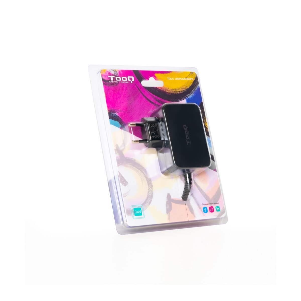 Carregador para Portátil Tooq GAN USB-C PD 65W Preto - Image 5