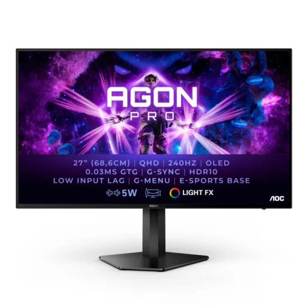 Monitor Agon AOC 26.5" AG276QZD OLED QHD 16:9 240HZ G-SYNC HDR10 0.3MS