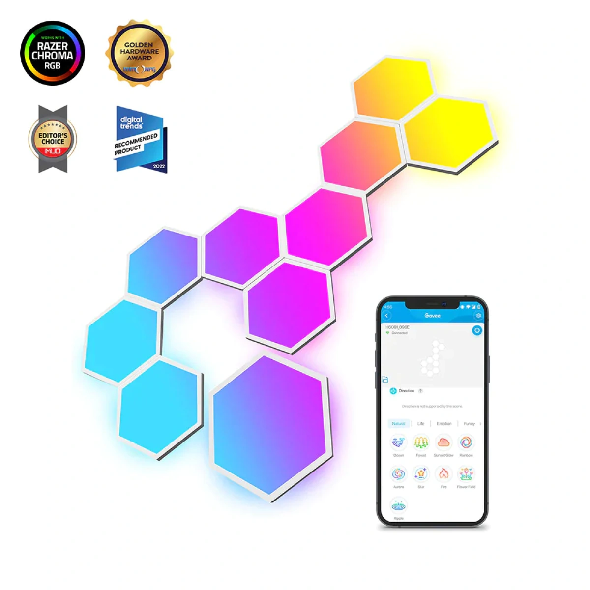 Paineis de Luz Led Govee H6061 Glide Hexa RGB - Image 1